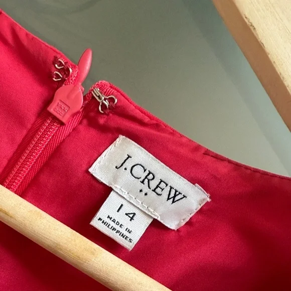 J Crew Dress J Crew Red A-line Dress with Belt Size 14 - Picture 6 of 7